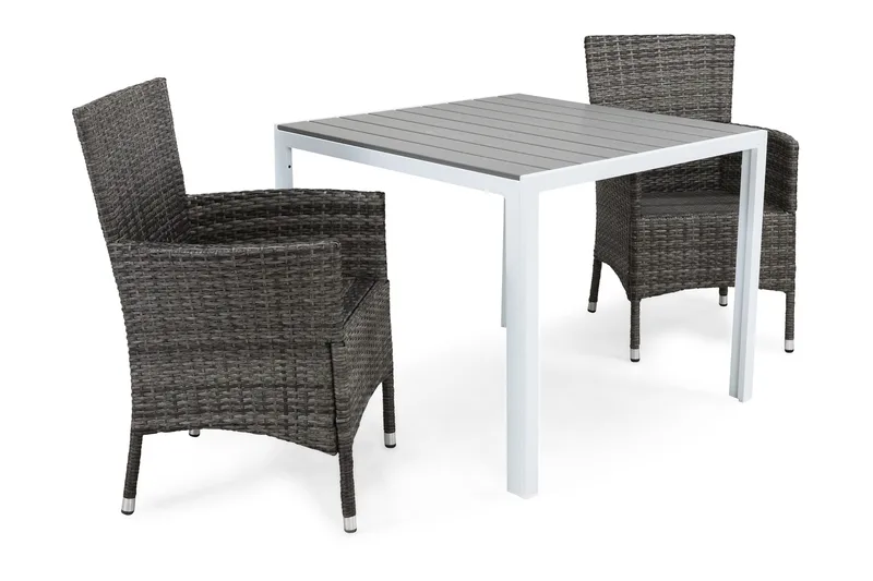 Tunis Matgrupp Utomhus 90 + 2 Thor Fåtölj - Vit/Grå - Utemöbler & utemiljö - Utegrupp - Cafegrupp & cafeset