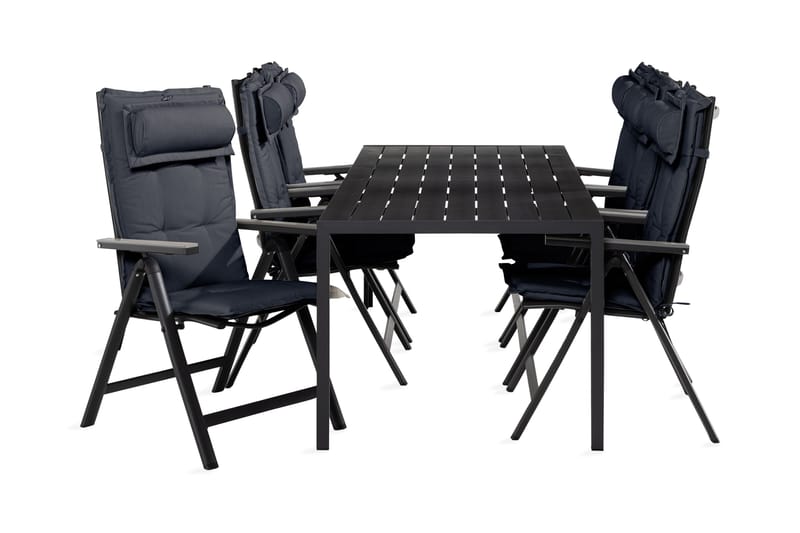 Tunis Matgrupp Utomhus 90x205 + 6 Monaco Light Stol m Dyna, Svart/Grå