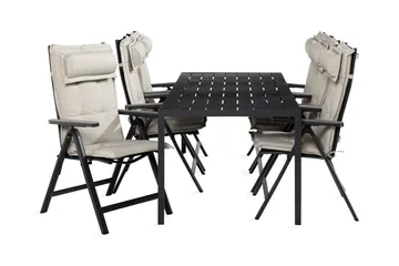 Tunis Matgrupp Utomhus 90x205 + 6 Monaco Light Stol m Dyna - Svart/Grå/Offwhite - Utemöbler & utemiljö - Utegrupp - Matgrupp utomhus