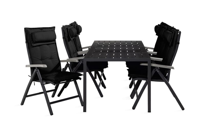Tunis Matgrupp Utomhus 90x205 + 6 Monaco Positionsstol m Dyna, Svart/Grå