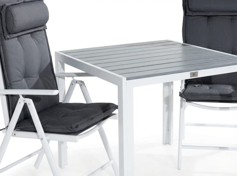 Tunis Matgrupp Utomhus 90x90 + 2 Maggie Positionsstol m Dyna - Vit/Grå - Utemöbler & utemiljö - Utegrupp - Matgrupp utomhus