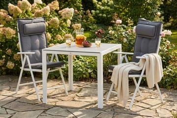 Tunis Matgrupp Utomhus 90x90 + 2 Maggie Positionsstol m Dyna - Vit/Grå - Utemöbler & utemiljö - Utegrupp - Matgrupp utomhus