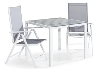 Tunis Matgrupp Utomhus 90x90 + 2 Maggie Positionsstol - Vit/Grå - Utemöbler & utemiljö - Utegrupp - Matgrupp utomhus