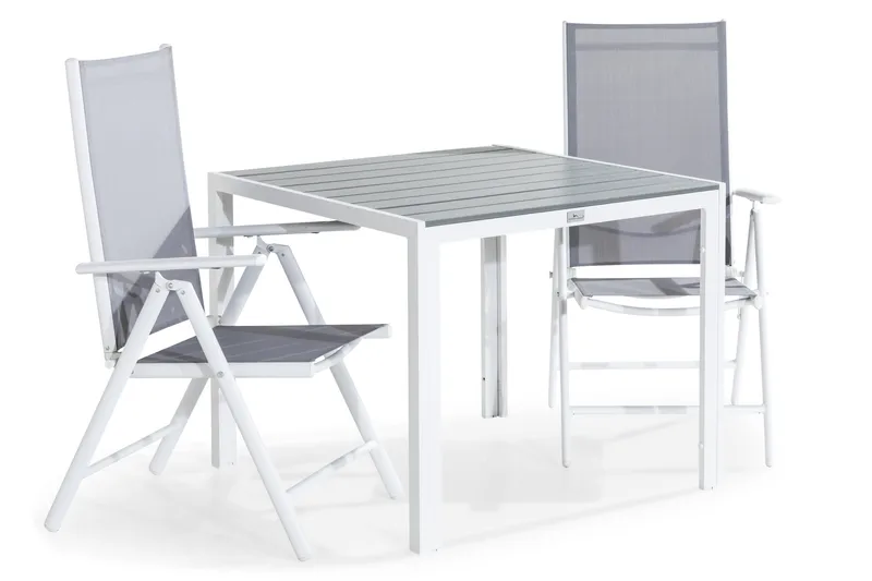 Tunis Matgrupp Utomhus 90x90 + 2 Maggie Positionsstol - Vit/Grå - Utemöbler & utemiljö - Utegrupp - Matgrupp utomhus