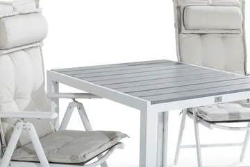 Tunis Matgrupp Utomhus 90x90 + 2 Maggie Positionsstol m Dyna - Vit/Grå/Offwhite - Utemöbler & utemiljö - Utegrupp - Matgrupp utomhus