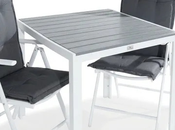Tunis Matgrupp Utomhus 90x90 + 2 Maggie Positionsstol m Dyna - Vit/Grå - Utemöbler & utemiljö - Utegrupp - Matgrupp utomhus