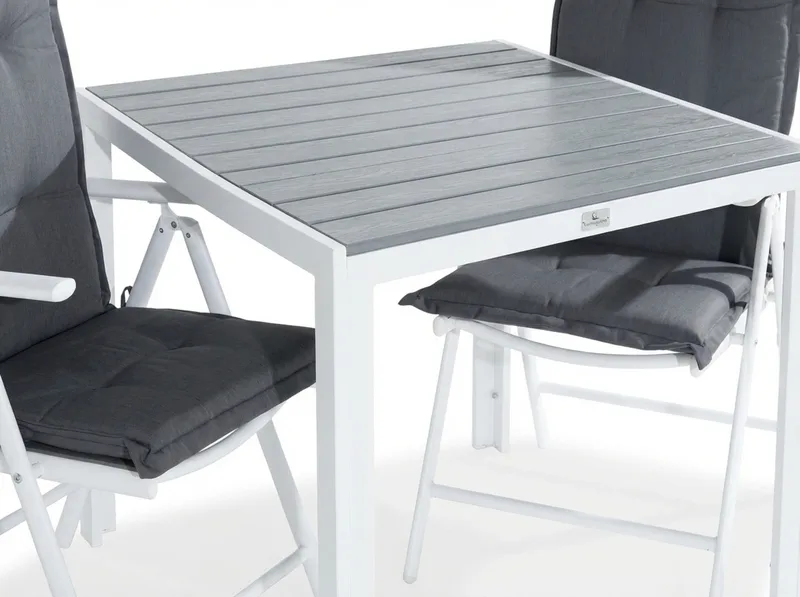 Tunis Matgrupp Utomhus 90x90 + 2 Maggie Positionsstol m Dyna - Vit/Grå - Utemöbler & utemiljö - Utegrupp - Matgrupp utomhus