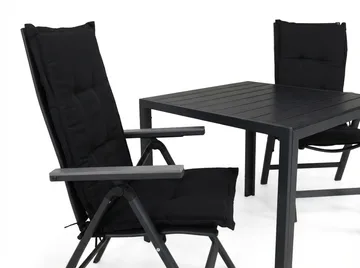 Tunis Matgrupp Utomhus 90x90 + 2 Monaco Light Positionsstol m Dyna - Svart/Grå - Utemöbler & utemiljö - Utegrupp - Matgrupp utomhus