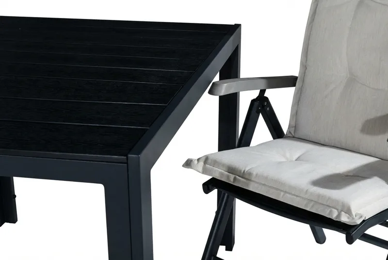 Tunis Matgrupp Utomhus 90x90 + 2 Monaco Lyx Positionsstol m Dyna - Svart/Grå/Offwhite - Utemöbler & utemiljö - Utegrupp - Matgrupp utomhus