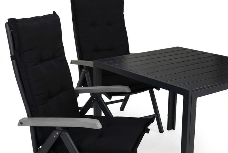 Tunis Matgrupp Utomhus 90x90 + 2 Monaco Lyx Positionsstol m Dyna - Svart/Grå - Utemöbler & utemiljö - Utegrupp - Matgrupp utomhus