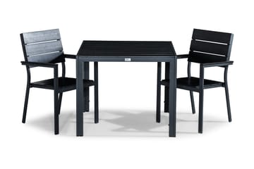 Tunis Matgrupp Utomhus 90x90 + 2 Stapelstolar - Svart - Utemöbler & utemiljö - Utegrupp - Matgrupp utomhus