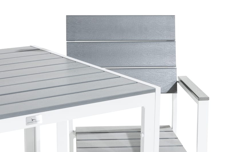 Tunis Matgrupp Utomhus 90x90 + 2 Stapelstolar - Vit/Grå - Utemöbler & utemiljö - Utegrupp - Matgrupp utomhus