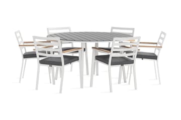 Tunis Matgrupp Utomhus Rund 140 cm + 6 Oliver Matstol - Alu/Vit - Utemöbler & utemiljö - Utegrupp - Matgrupp utomhus