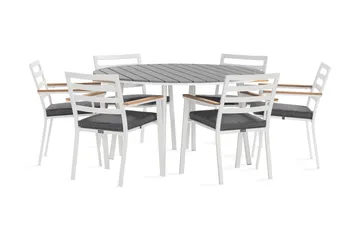 Tunis Matgrupp Utomhus Rund 140 cm + 6 Oliver Matstol - Alu/Vit - Utemöbler & utemiljö - Utegrupp - Matgrupp utomhus