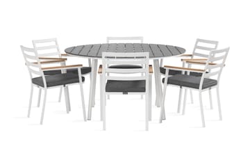 Tunis Matgrupp Utomhus Rund 140 cm + 6 Oliver Matstol - Alu/Vit - Utemöbler & utemiljö - Utegrupp - Matgrupp utomhus