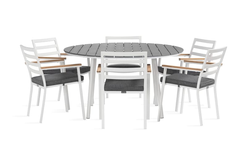 Tunis Matgrupp Utomhus Rund 140 cm + 6 Oliver Matstol - Alu/Vit - Utemöbler & utemiljö - Utegrupp - Matgrupp utomhus