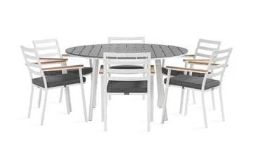 Tunis Matgrupp Utomhus Rund 140 cm + 6 Oliver Matstol - Alu/Vit - Utemöbler & utemiljö - Utegrupp - Matgrupp utomhus