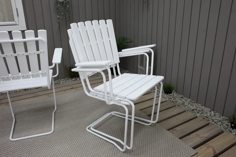 Vaxholm Matgrupp Utomhus Rund 100 cm + 4 Utestolar Vit - Utemöbler & utemiljö - Utegrupp - Matgrupp utomhus