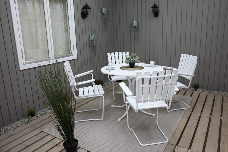 Vaxholm Matgrupp Utomhus Rund 100 cm + 4 Utestolar Vit - Utemöbler & utemiljö - Utegrupp - Matgrupp utomhus