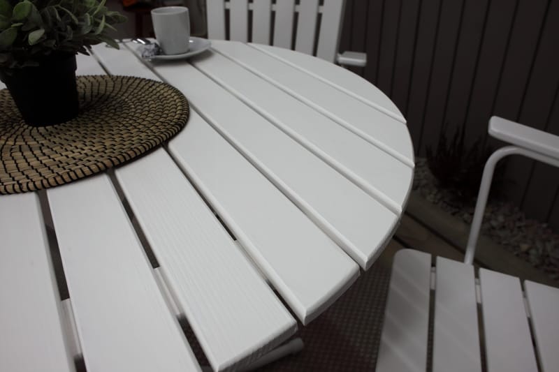 Vaxholm Matgrupp Utomhus Rund 100 cm + 4 Utestolar Vit - Utemöbler & utemiljö - Utegrupp - Matgrupp utomhus
