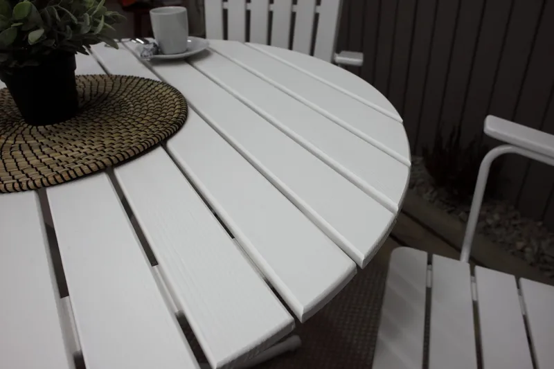 Vaxholm Matgrupp Utomhus Rund 100 cm + 4 Utestolar Vit - Utemöbler & utemiljö - Utegrupp - Matgrupp utomhus