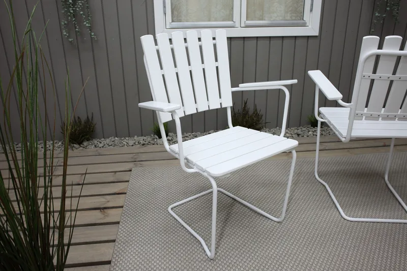 Vaxholm Matgrupp Utomhus Rund 100 cm + 4 Utestolar Vit - Utemöbler & utemiljö - Utegrupp - Matgrupp utomhus