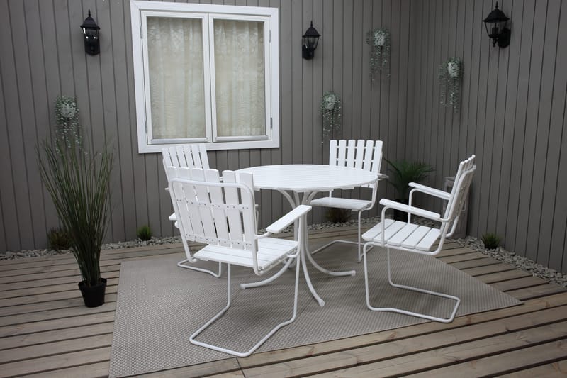 Vaxholm Matgrupp Utomhus Rund 100 cm + 4 Utestolar Vit - Utemöbler & utemiljö - Utegrupp - Matgrupp utomhus