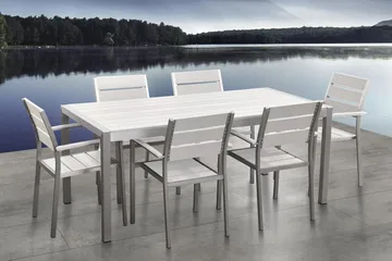 Vernio Trädgårdsmöbelset Med Utebord+6 Utestolar - Vit - Utemöbler & utemiljö - Utegrupp - Matgrupp utomhus