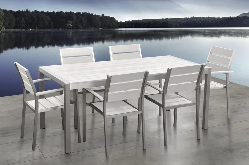 Vernio Trädgårdsmöbelset Med Utebord+6 Utestolar - Vit - Utemöbler & utemiljö - Utegrupp - Matgrupp utomhus