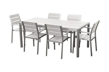 Vernio Trädgårdsmöbelset Med Utebord+6 Utestolar - Vit - Utemöbler & utemiljö - Utegrupp - Matgrupp utomhus