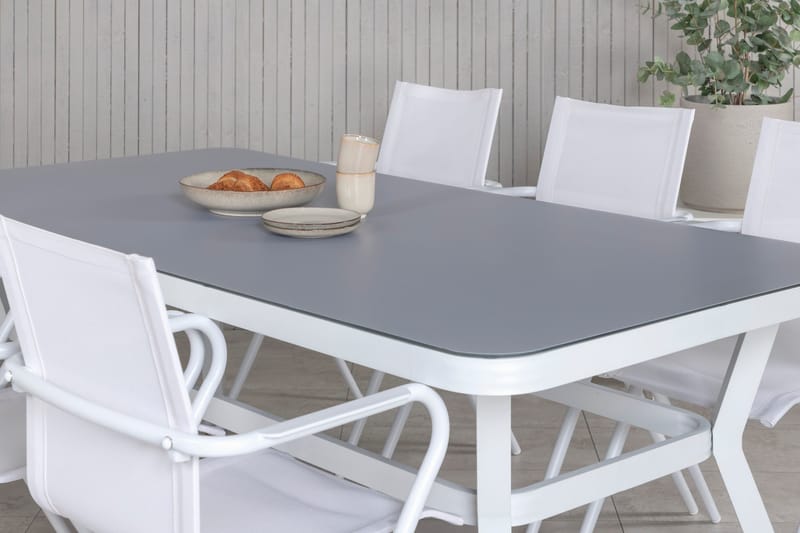Virya Matgrupp 200cm + 6 Alina Matstolar Vit - Vit - Utemöbler & utemiljö - Utegrupp - Matgrupp utomhus
