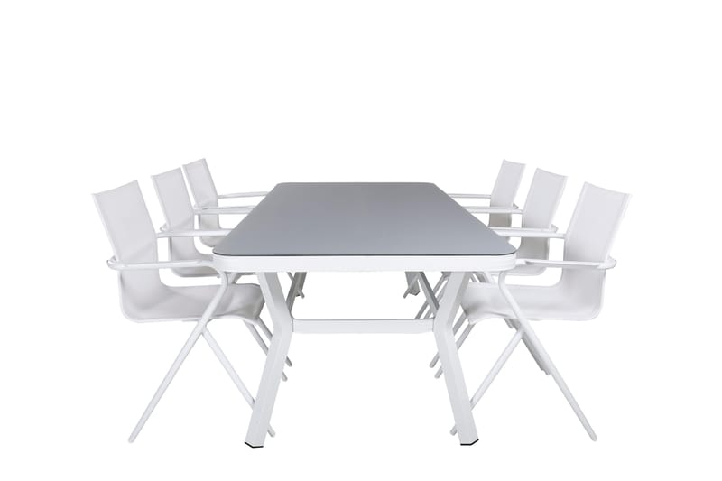 Virya Matgrupp 200cm + 6 Alina Matstolar Vit - Vit - Utemöbler & utemiljö - Utegrupp - Matgrupp utomhus