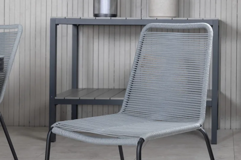 Virya Matgrupp 200cm + 6 Lindos Matstolar Svart/natur - Svart/Natur - Utemöbler & utemiljö - Utegrupp - Matgrupp utomhus