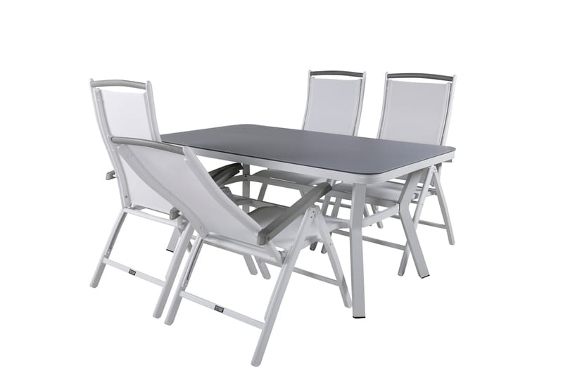 Virya Matgrupp Utomhus 160cm + 4 Albany Positionsstolar - Vit/Grå - Utemöbler & utemiljö - Utegrupp - Matgrupp utomhus