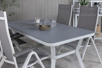 Virya Matgrupp Utomhus 160cm + 4 Albany Positionsstolar - Vit - Utemöbler & utemiljö - Utegrupp - Matgrupp utomhus