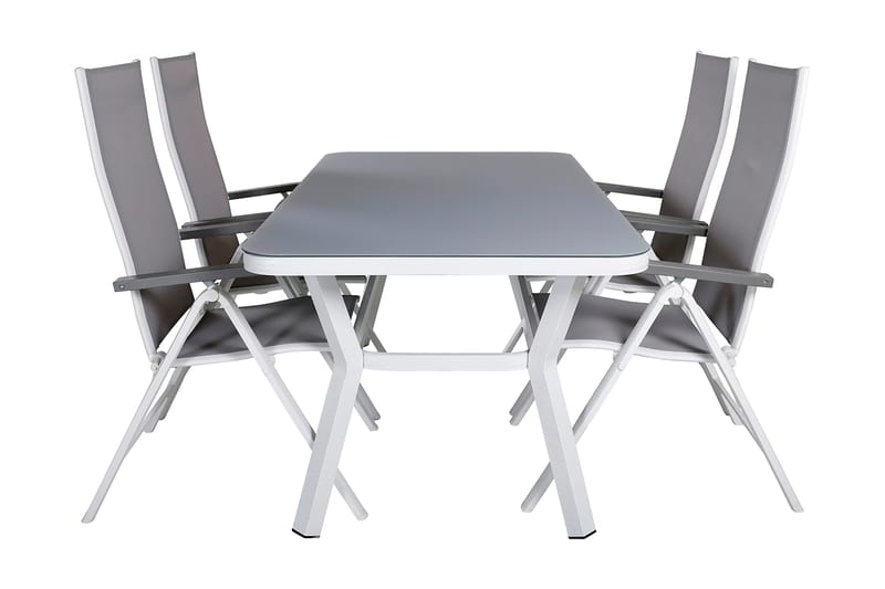 Virya Matgrupp Utomhus 160cm + 4 Albany Positionsstolar, Vit
