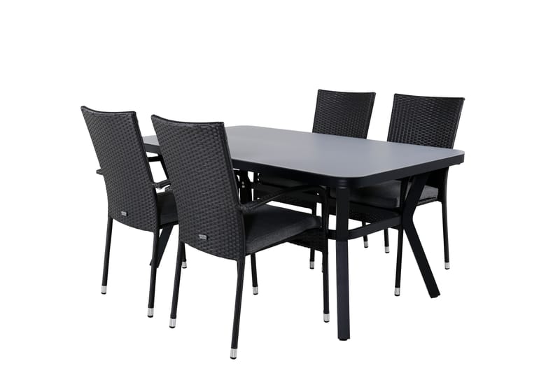 Virya Matgrupp Utomhus 160cm + 4 Anna Matstolar - Svart/Grå - Utemöbler & utemiljö - Utegrupp - Matgrupp utomhus
