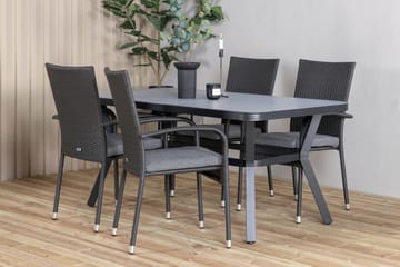Virya Matgrupp Utomhus 160cm + 4 Anna Matstolar - Svart/Grå - Utemöbler & utemiljö - Utegrupp - Matgrupp utomhus