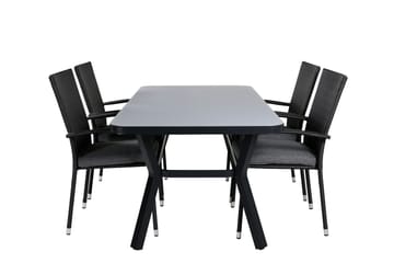 Virya Matgrupp Utomhus 160cm + 4 Anna Matstolar - Svart/Grå - Utemöbler & utemiljö - Utegrupp - Matgrupp utomhus