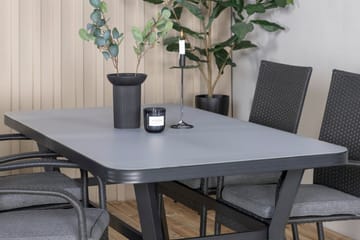 Virya Matgrupp Utomhus 160cm + 4 Anna Matstolar - Svart/Grå - Utemöbler & utemiljö - Utegrupp - Matgrupp utomhus
