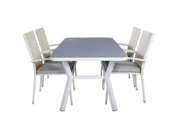 Virya Matgrupp Utomhus 160cm + 4 Anna Matstolar - Vit/Grå - Utemöbler & utemiljö - Utegrupp - Matgrupp utomhus