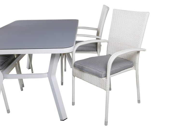 Virya Matgrupp Utomhus 160cm + 4 Anna Matstolar - Vit/Grå - Utemöbler & utemiljö - Utegrupp - Matgrupp utomhus