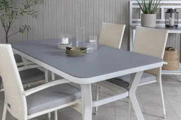 Virya Matgrupp Utomhus 160cm + 4 Anna Matstolar - Vit/Grå - Utemöbler & utemiljö - Utegrupp - Matgrupp utomhus