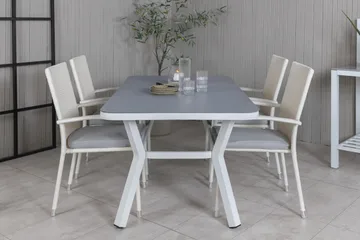 Virya Matgrupp Utomhus 160cm + 4 Anna Matstolar - Vit/Grå - Utemöbler & utemiljö - Utegrupp - Matgrupp utomhus