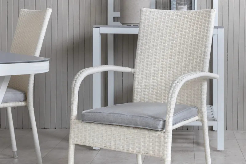 Virya Matgrupp Utomhus 160cm + 4 Anna Matstolar - Vit/Grå - Utemöbler & utemiljö - Utegrupp - Matgrupp utomhus