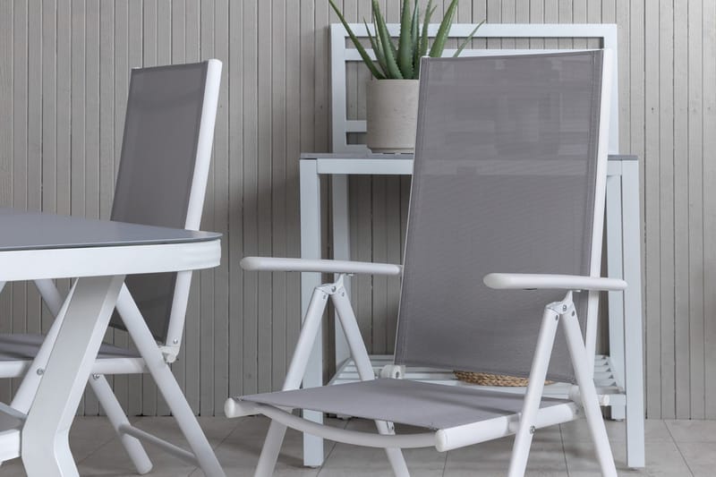 Virya Matgrupp Utomhus 160cm + 4 Break Positionsstolar - Vit/Grå - Utemöbler & utemiljö - Utegrupp - Matgrupp utomhus