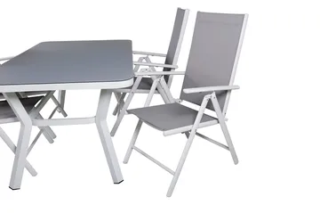 Virya Matgrupp Utomhus 160cm + 4 Break Positionsstolar - Vit/Grå - Utemöbler & utemiljö - Utegrupp - Matgrupp utomhus