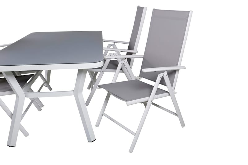 Virya Matgrupp Utomhus 160cm + 4 Break Positionsstolar - Vit/Grå - Utemöbler & utemiljö - Utegrupp - Matgrupp utomhus