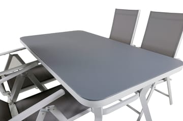 Virya Matgrupp Utomhus 160cm + 4 Break Positionsstolar - Vit/Grå - Utemöbler & utemiljö - Utegrupp - Matgrupp utomhus
