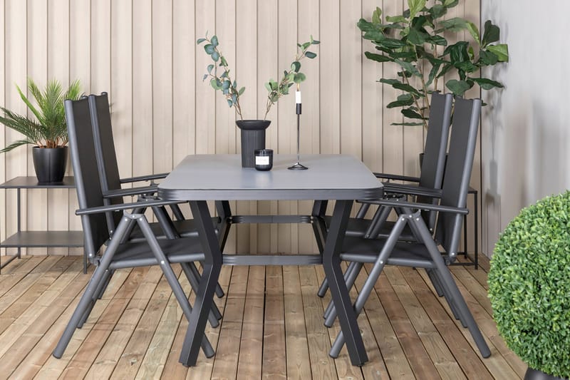 Virya Matgrupp Utomhus 160cm + 4 Break Positionsstolar - Vit - Utemöbler & utemiljö - Utegrupp - Matgrupp utomhus